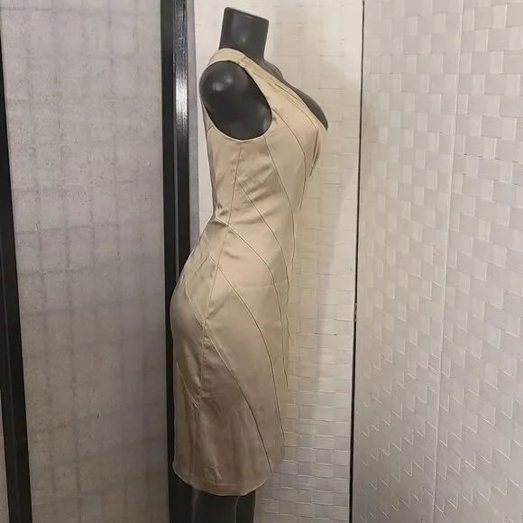 BRAND NEW CALVIN KLEIN STRETCH SILK SATIN ONE SHOULDER SHEATH DRESS - Picture 4 of 12